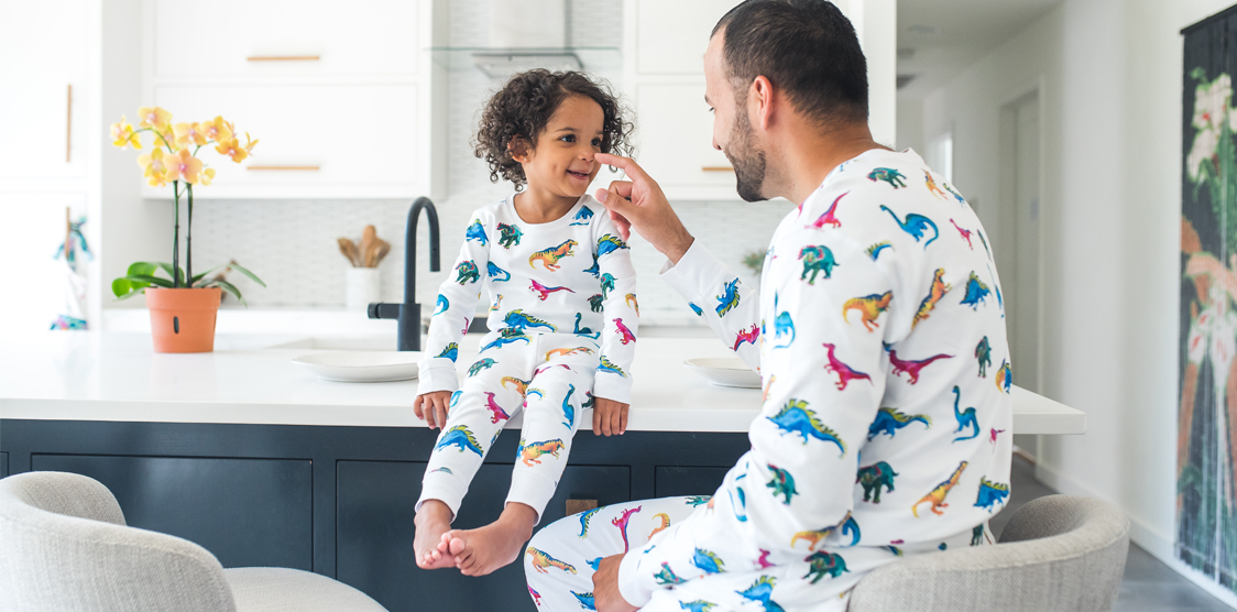 Father & daughter in pajamas 