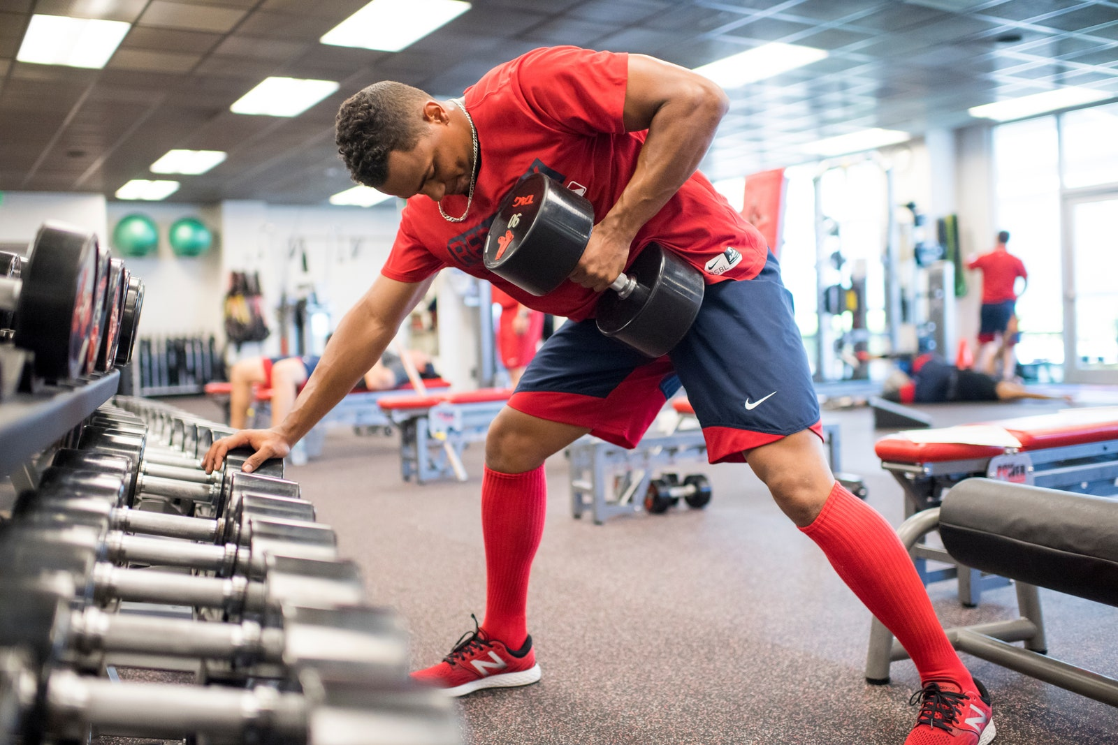 Xander Bogaerts working out in the gym