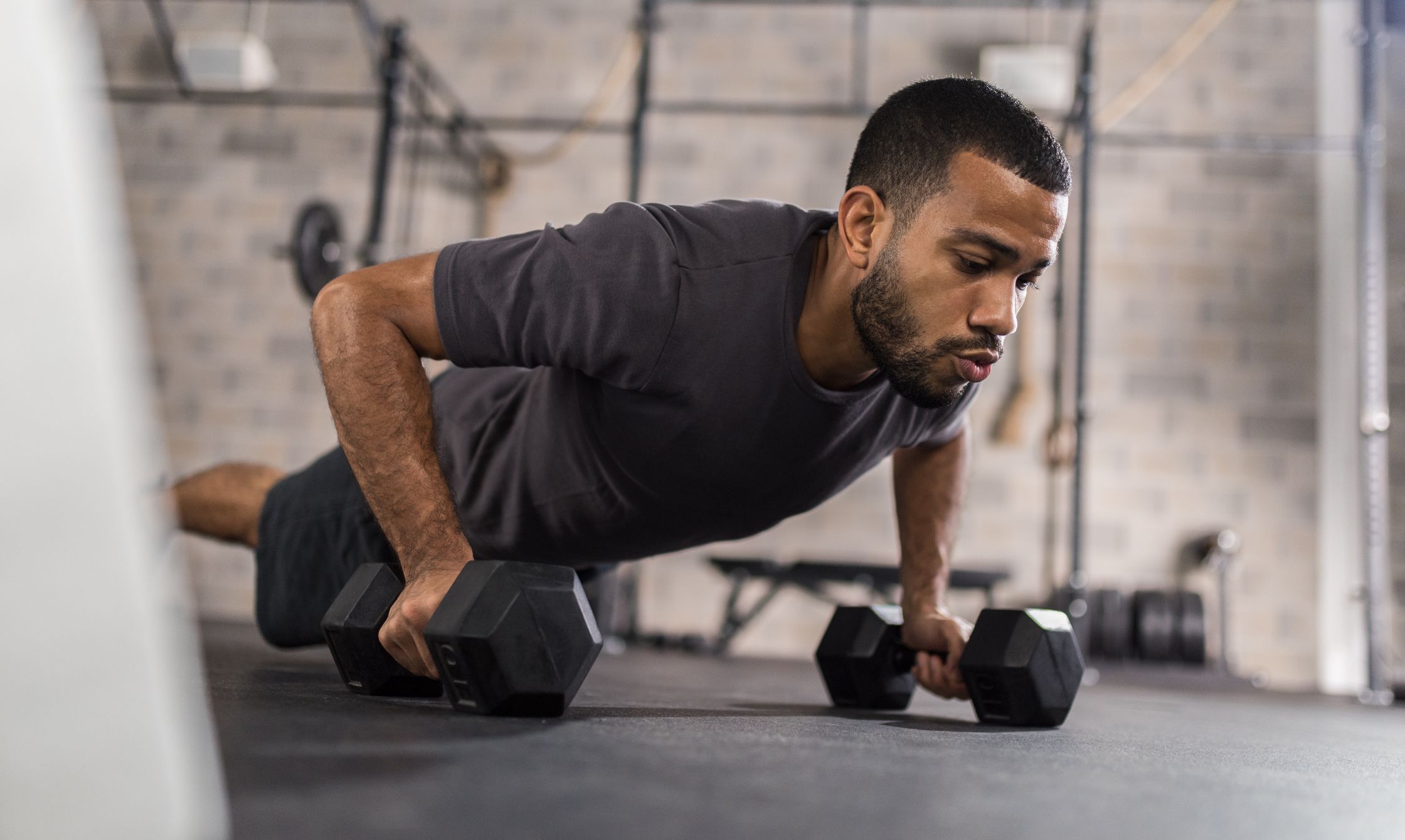 Man working out, doing push-ups