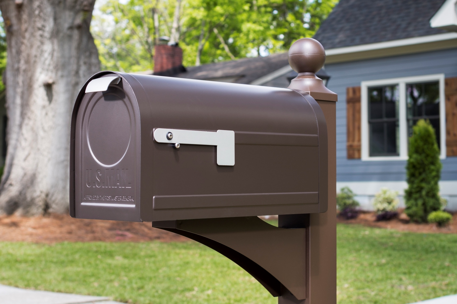 A brown mailbox